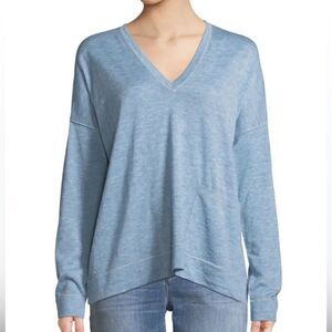 Eileen Fisher Fine Tencel-Alpaca Topstitch V-Neck Pullover Sweater